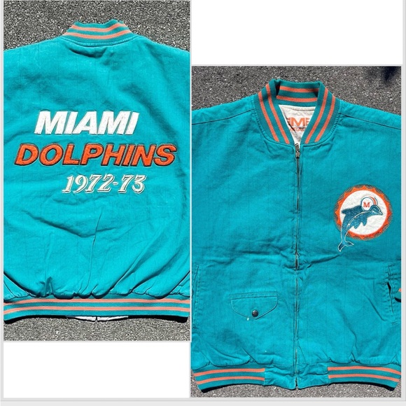Miami Dolphins NFL Vtg Throwback Collection Mirage Bomber Jacket (L fits M) - Picture 5 of 11